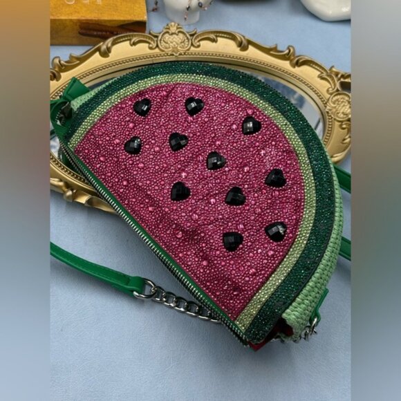 🆕 BETSEY JOHNSON 🧿 NWOT Sugar High Watermelon Bejewelled Crossbody Kitsch Bag - Picture 13 of 16